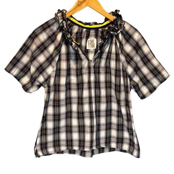 A Shirt Thing Margot Plaid Short Sleeve Top - size Small - Picture 1 of 4